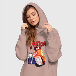 Женское худи-платье Момо Аясэ: Турбо Бабка, цвет: пыльно-розовый — фото 2