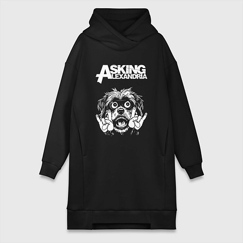 Женская толстовка-платье Asking Alexandria rock dog / Черный – фото 1