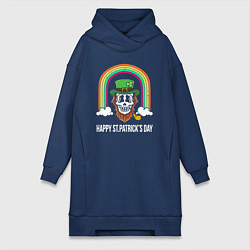 Женское худи-платье Happy St Patricks day - skull, цвет: тёмно-синий