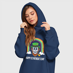 Женское худи-платье Happy St Patricks day - skull, цвет: тёмно-синий — фото 2