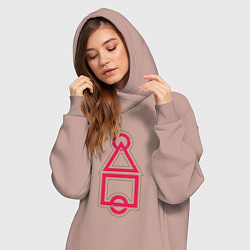 Женское худи-платье Символы игры в кальмара, цвет: пыльно-розовый — фото 2