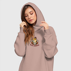 Женское худи-платье Сиба ину воин варвар, цвет: пыльно-розовый — фото 2