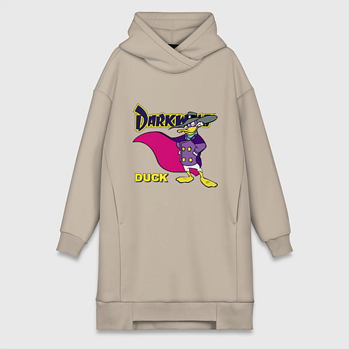 Женская толстовка-платье Чёрный плащ - Кряк Лапчатый / Миндальный – фото 1