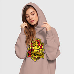 Женское худи-платье Hogwarts - gryffindor logo, цвет: пыльно-розовый — фото 2