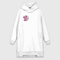 Женское худи-платье Ангел из Стича - поцелуй парная, цвет: белый