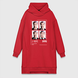 Женское худи-платье Hoseok bts 4cut, цвет: красный