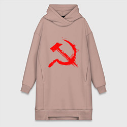 Женское худи-платье Sickle and hammer red paint, цвет: пыльно-розовый