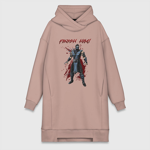 Женская толстовка-платье Finish him Sub-Zero Mortal Kombat / Пыльно-розовый – фото 1