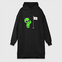 Женское худи-платье Пришелец на луне, цвет: черный