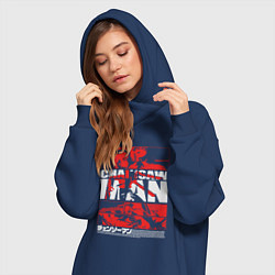 Женское худи-платье Человек-бензопила Денджи и Пауэр кино, цвет: тёмно-синий — фото 2
