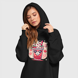 Женское худи-платье Бабл ти день святого валентина, цвет: черный — фото 2