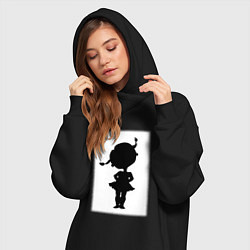 Женское худи-платье Силуэт поцелуй она - для пары, цвет: черный — фото 2