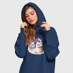 Женское худи-платье Хвостатая любовь, цвет: тёмно-синий — фото 2