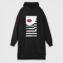Женское худи-платье Поп -арт морячка, цвет: черный