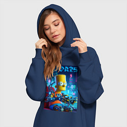 Женское худи-платье Cyber Bart Simpson - esport, цвет: тёмно-синий — фото 2