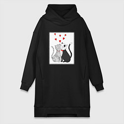 Женское худи-платье Любовь хвостатых, цвет: черный