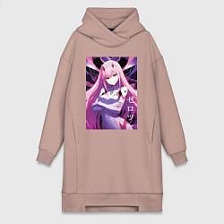 Женское худи-платье Zero two Darling in the Franxx - ai art, цвет: пыльно-розовый