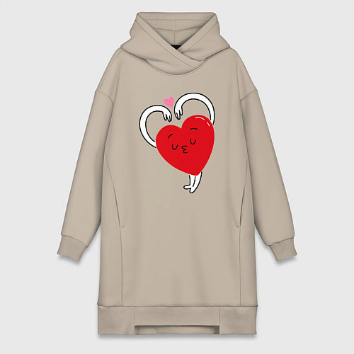 Женская толстовка-платье Love hands / Миндальный – фото 1