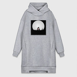 Женское худи-платье Любовь и луна, цвет: меланж