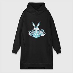 Женское худи-платье Милый пасхальный кролик, цвет: черный