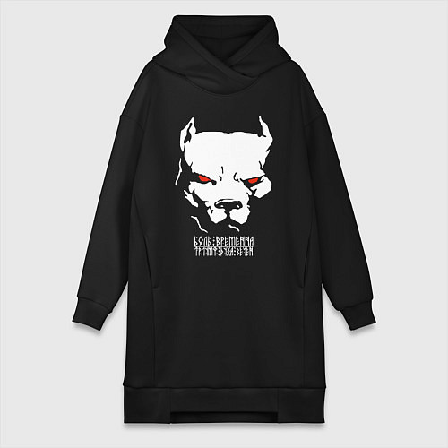 Женская толстовка-платье Боль временна триумф духа вечен - белый воин / Черный – фото 1
