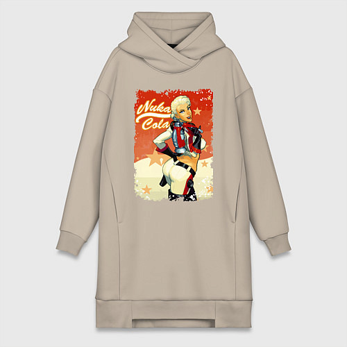 Женская толстовка-платье Fallout - nuka cola playbill / Миндальный – фото 1
