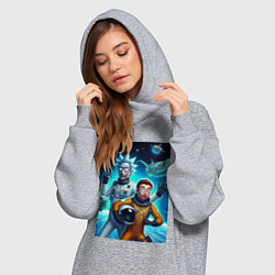 Женское худи-платье Космонавты Рик и Морти - нейроарт фантазия, цвет: меланж — фото 2