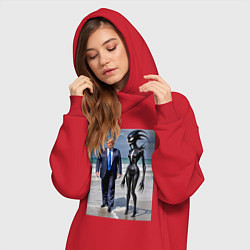 Женское худи-платье Donald Trump and symbiote girl - ai art fantasy, цвет: красный — фото 2