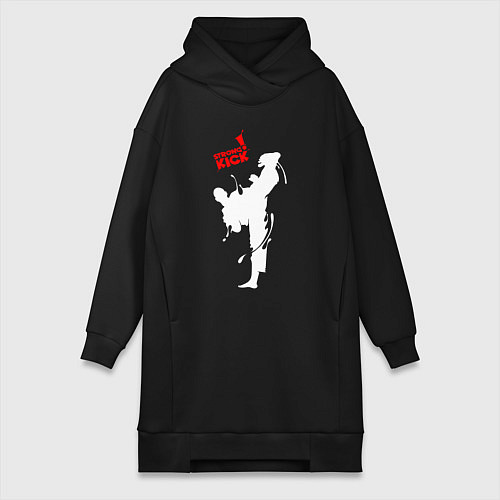 Женская толстовка-платье Кикбоксинг - атака / Черный – фото 1