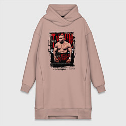 Женское худи-платье Майк Тайсон мировой бокс, цвет: пыльно-розовый