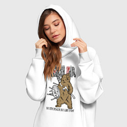 Женское худи-платье Славянский мир - медведь, цвет: белый — фото 2