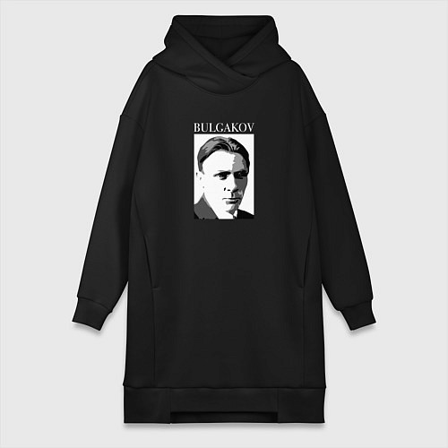 Женская толстовка-платье Михаил Булгаков портрет / Черный – фото 1