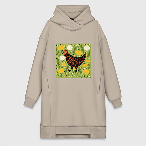 Женская толстовка-платье Курочка ряба / Миндальный – фото 1