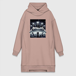 Женское худи-платье Thrash metal - Metallica, цвет: пыльно-розовый