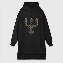 Женское худи-платье Astrological symbol planet neptune metal antique, цвет: черный