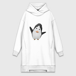 Женское худи-платье Cartoon penguin, цвет: белый