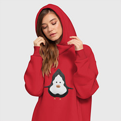 Женское худи-платье Cartoon penguin character, цвет: красный — фото 2