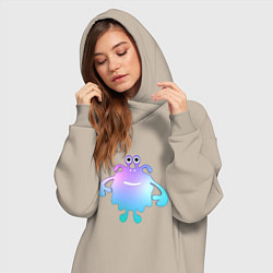 Женское худи-платье Monster cartoon blue purple, цвет: миндальный — фото 2