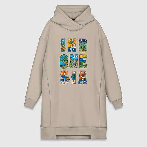 Женская толстовка-платье Индонезия / Миндальный – фото 1