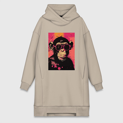 Женская толстовка-платье Крутая обезьянка / Миндальный – фото 1