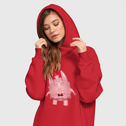 Женское худи-платье Cartoon monster pink, цвет: красный — фото 2