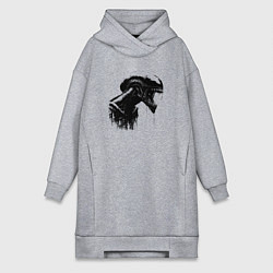 Женское худи-платье Мощный ксеноморф, цвет: меланж