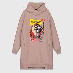 Женское худи-платье Taz mania - тасманский дьявол, цвет: пыльно-розовый
