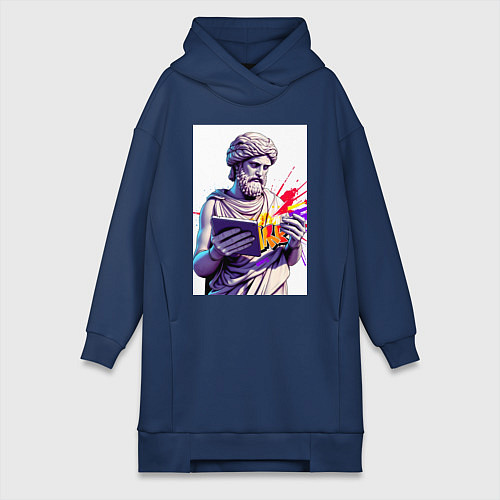 Женская толстовка-платье Античная статуя и граффити / Тёмно-синий – фото 1