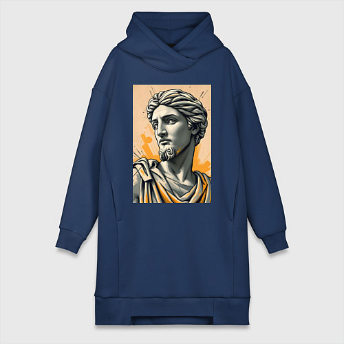 Женская толстовка-платье Арт с античным портретом / Тёмно-синий – фото 1