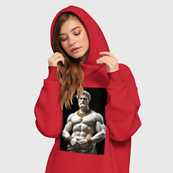 Женское худи-платье Античный герой с цепочкой, цвет: красный — фото 2