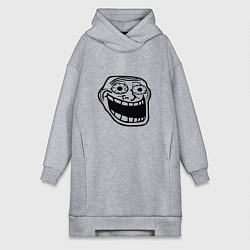 Женское худи-платье Омега тролл фейс мем, цвет: меланж