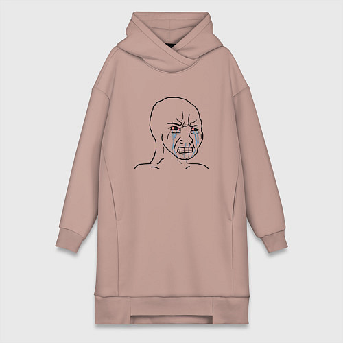 Женская толстовка-платье Плачущий мем / Пыльно-розовый – фото 1
