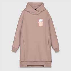 Женское худи-платье Jiniret in pocket, цвет: пыльно-розовый