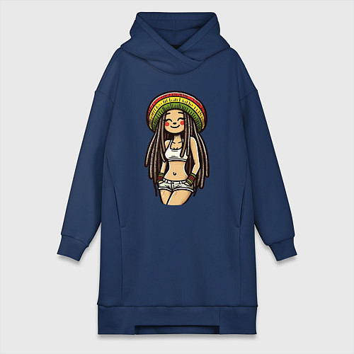 Женская толстовка-платье Smile jamaica girl / Тёмно-синий – фото 1